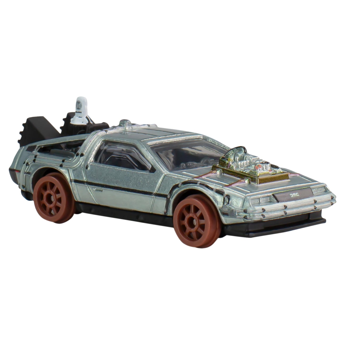 Hot Wheels Die Cast Back To The Future De Lorean 1955 Version of Rails Back to the Future - 1:64 Scale 7 cm - Premium Pop Culture, Metallic
