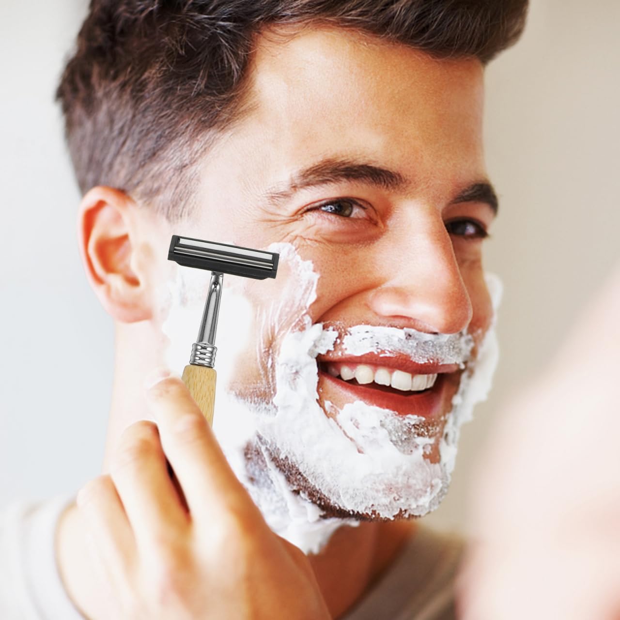 4Pcs Bamboo Single Blade Razors Double Edge Safety Razor Eco-Friendly Handmade Long Natural Bamboo Handle Stainless Steel Safety Shaving Men's Shaving Beauty and Personal Care NULYLU