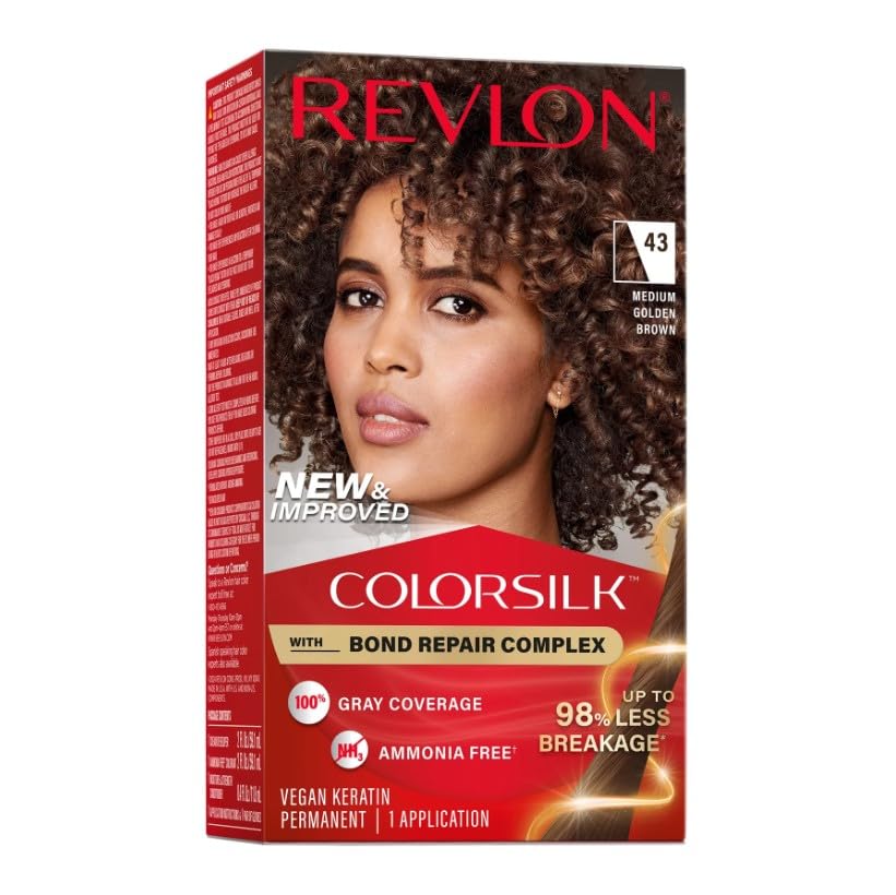 Revlon ColorSilk Hair Color [43] Medium Golden Brown 1 ea (Pack of 9)
