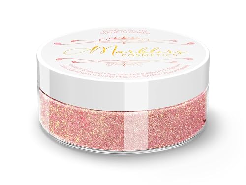 MARBLERS Glitter Mica Powder [Rose Quartz] 0.14oz (4g) | Glitter Mica | Highly Pigmented | Non-Toxic, Vegan, Cruelty-Free | Eyeshadow, Body Butter