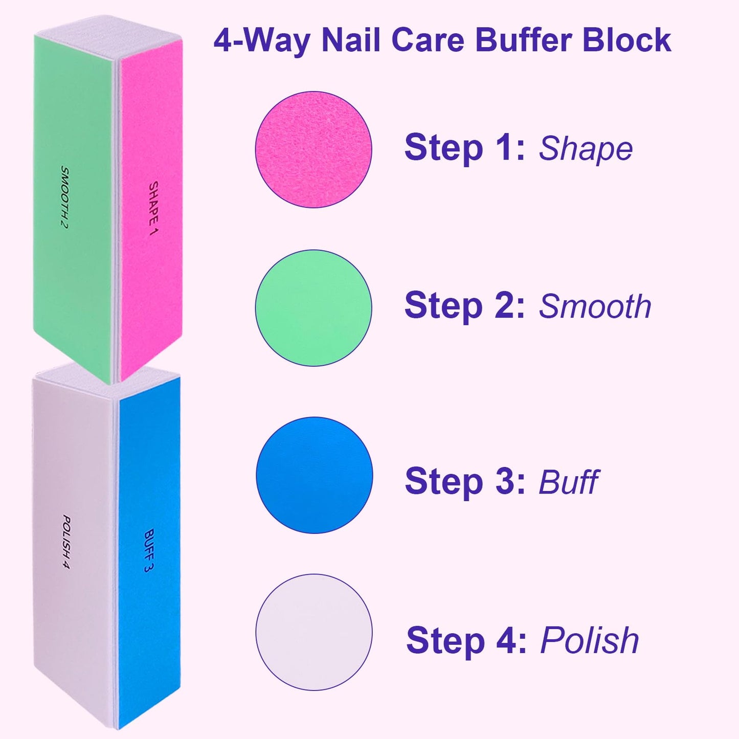 4 Way Nail Buffer Block (4 Pcs), Nail Shine Buffers Blocks Files for Natural and Acrylic Nails Smoother Buffing Block Polisher Fingernail File Buffer Beauty and Personal Care HomeyEra