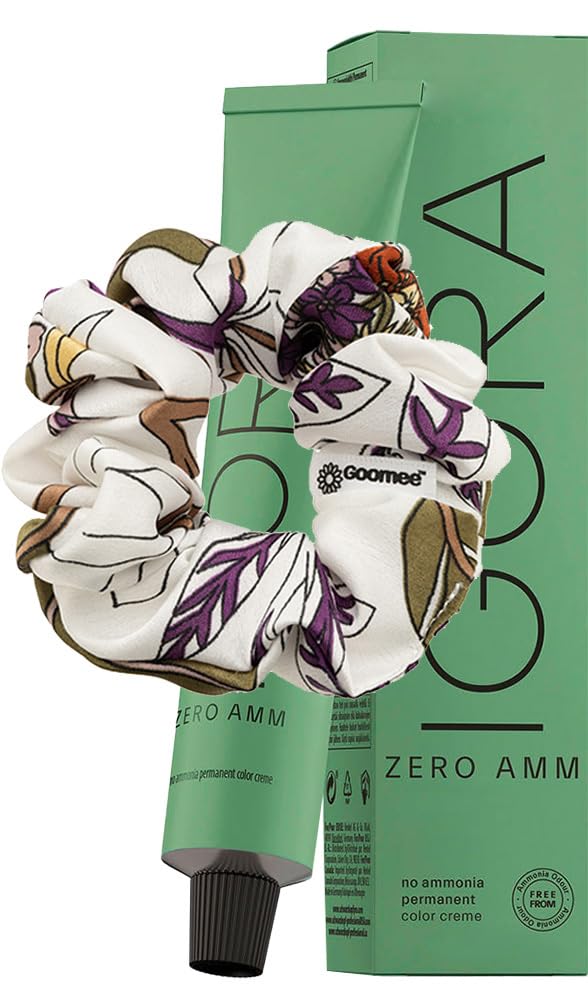 IgoraZero AMM 7-42 Medium Blonde Beige Ash No Ammonia Permanent Hair Color Creme 2.1 oz | IgoraRoyal Professional Hair Dye + Goomee Hair Scrunchie