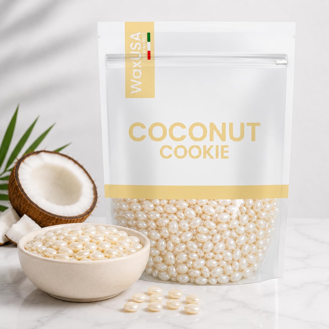 WaxUSA by Waxness Hard Wax Beads 2.42 lb (1.1kg) Pack of 8 - Coconut Cookie Creamy Texture - Professional Stripless Hair Removal - Made in Italy Beauty and Personal Care Waxness