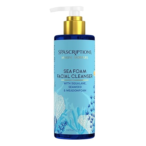 SpaScriptions Marine Moisture Sea Foam Facial Cleanser, Hydrating Foaming Face Cleanser, Purifying Daily Face Wash, Moisturizing, with Squalene
