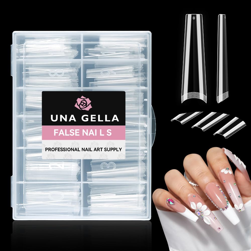 UNA GELLA Coffin Fake Nails Tips Extra Long 216 PCS XXL Coffin Acrylic Fake False Nails Tips Long Ballerina Nail Tips with Box for Nail Salons Beauty and Personal Care UNA GELLA Default Title