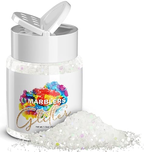 MARBLERS Holographic Glitter [Mixed White] 1.5oz (42g) | Chunky | Non-Toxic, Vegan, Cruelty-Free | Face, Body, Eyeshadow, Hair, Festival, Party Makeup