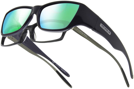 Jonathan Paul Fitovers Large Neera Midnite Oil Polarvue Green Mirror Sunglasses