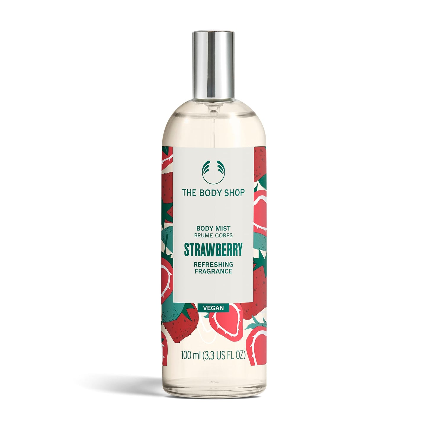 The Body Shop Strawberry Body Mist - Refreshes and Cools with a Sweet Fruity Scent - Vegan - 3.3 oz