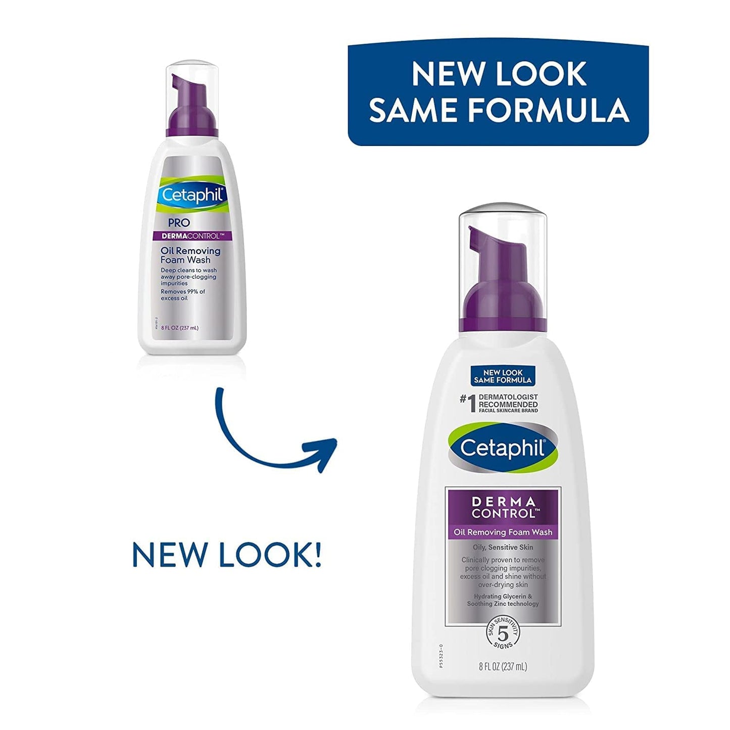 Cetaphil PRO DermaControl Oil Removing Foam Wash 8 oz (Pack of 2) - Packaging May Vary