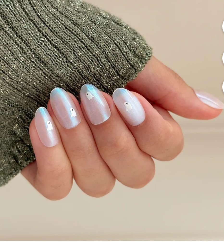 Olive & June Instant Mani Medium Oval Press-On Nails, Iridescent Ghosts, 42 Pieces Beauty & Personal Care Olive & June