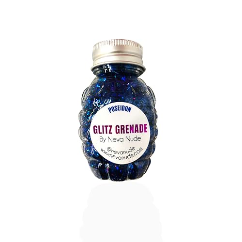 Neva Nude Face and Body Glitter Keychain - Chunky Glitter in Aloe for Festivals, Raves, and More | Cosmetic Grade | Super Sparkly (Poseidon Deep Blue
