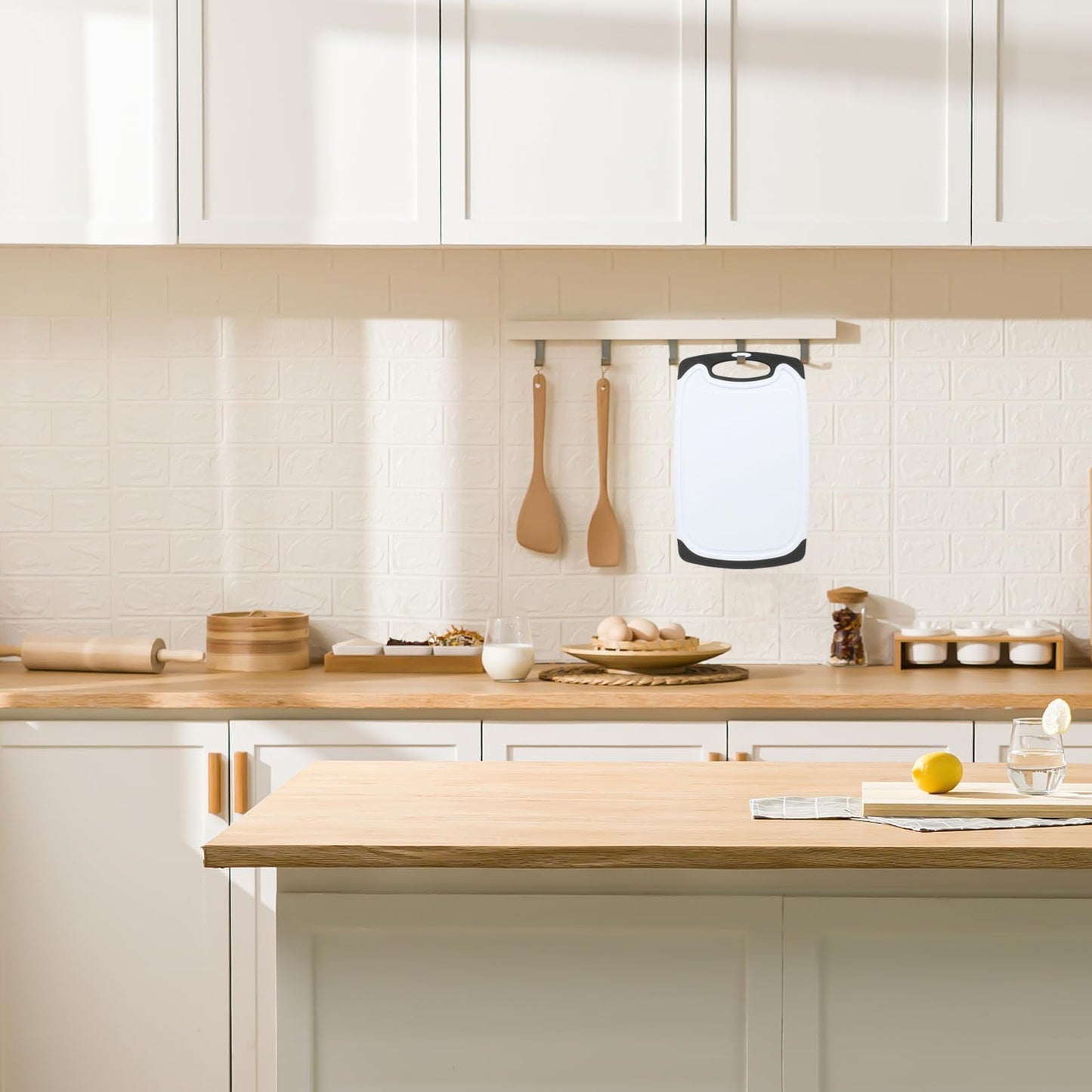 5.9X9.8 inch High-Density Plastic Mini Cutting Board with Built-In Handle - Easy to Clean, Non-Slip Chopping Board for Kitchen - BPA-Free Small…