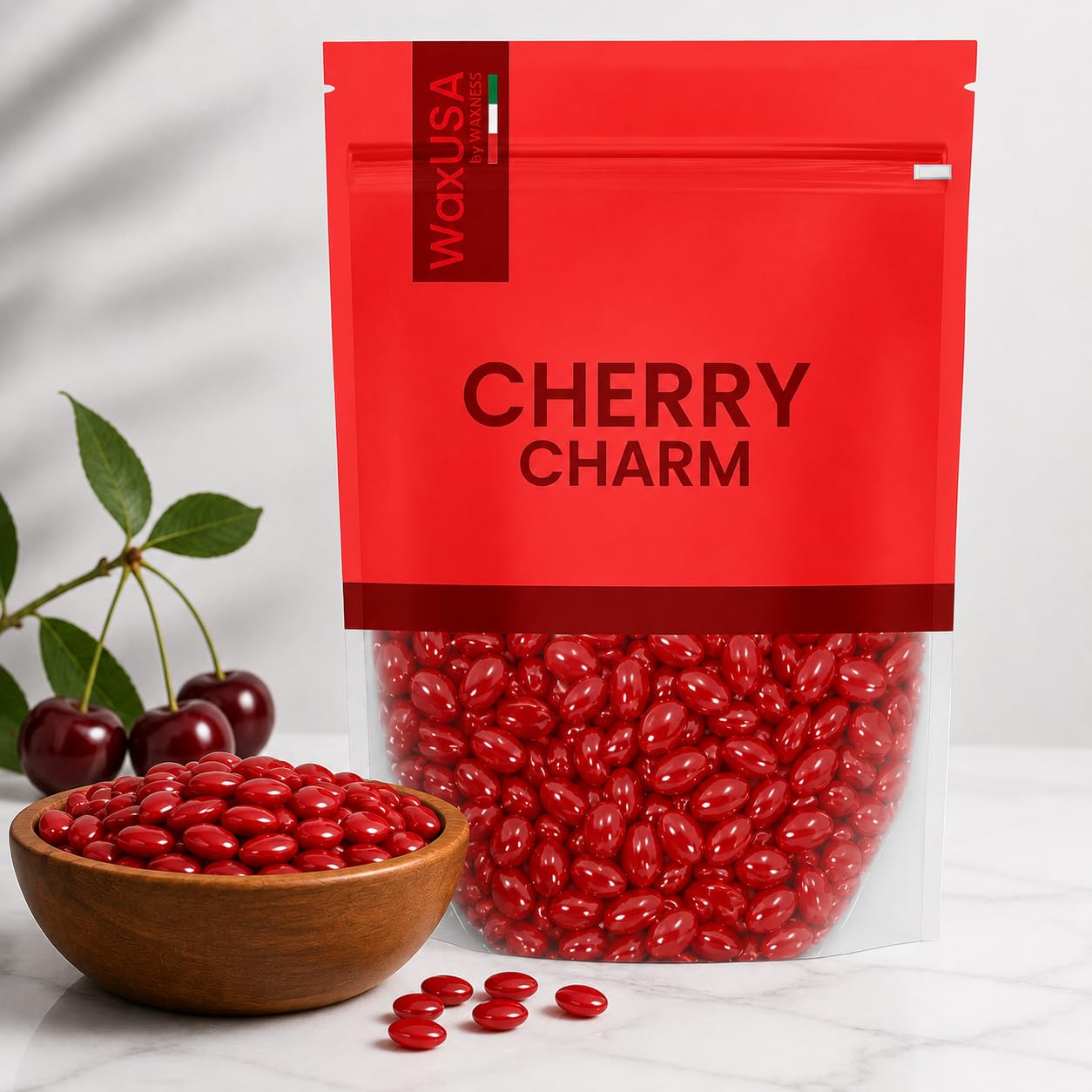 WaxUSA by Waxness Hard Wax Beads 1 lb (450 g) Pack of 20 - Cherry Charm Smooth Gel Texture - Professional Stripless Hair Removal - Made in Italy Beauty and Personal Care Waxness