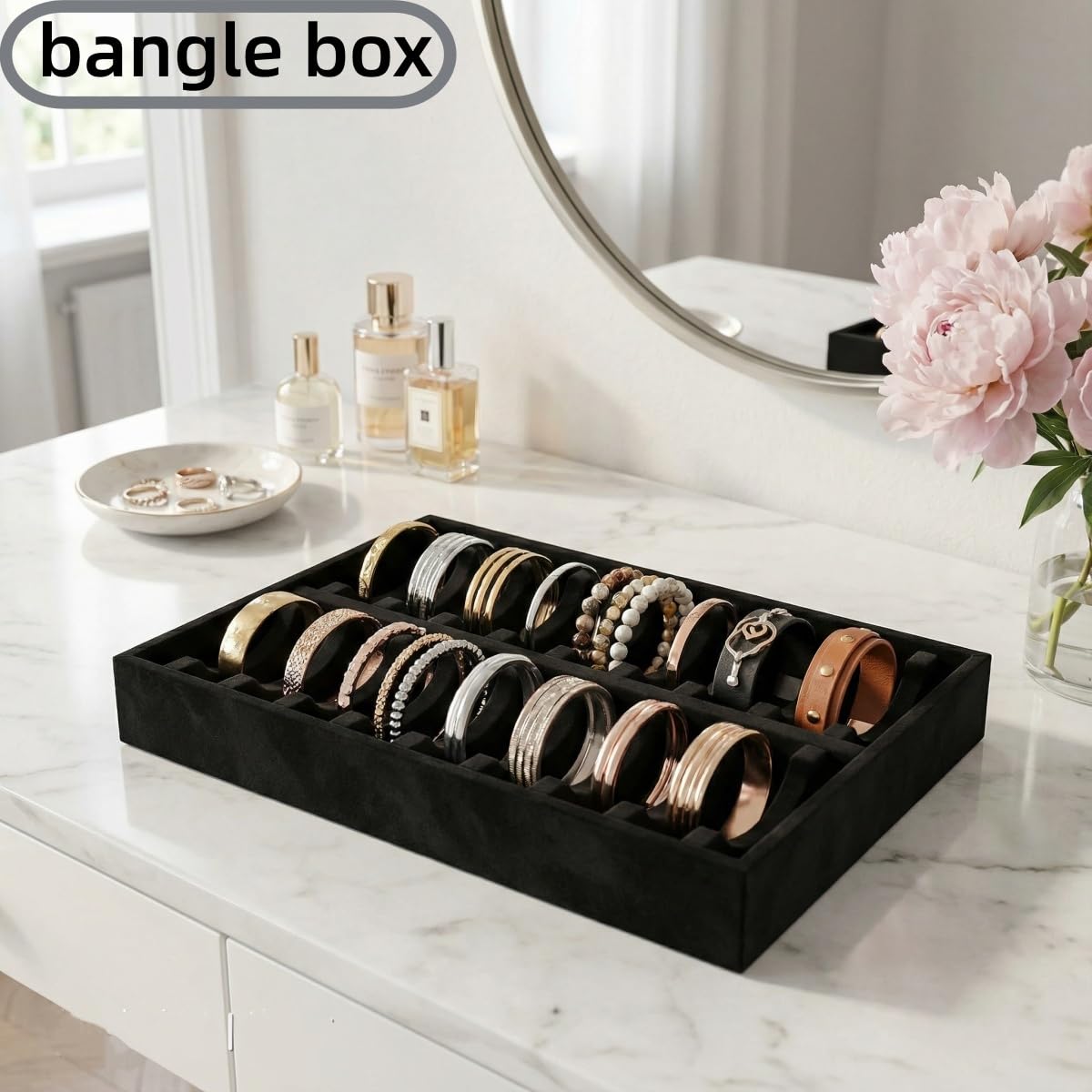 Prettyia Bracelet display Bracelet holder bracelet organizers and storage bangle box,bracelet holder display jewelry display tray-Black 20 Slots…