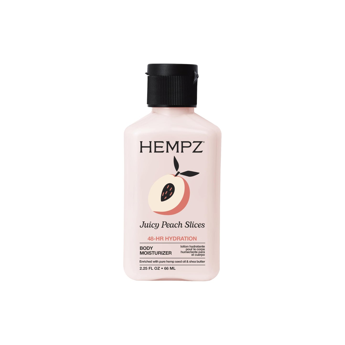 Hempz Mini Juicy Peach Lotion, Natural Hemp Seed Oil Ultra Hydrating Body Moisturizer with Shea Butter, Peach Extract, and Aloe Vera Extract, Travel