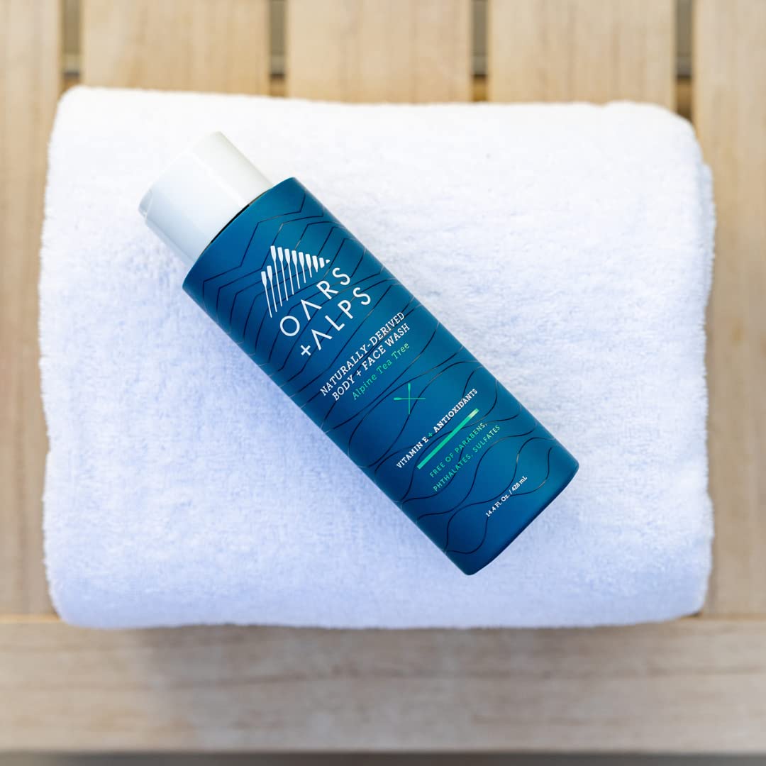 Oars + Alps Men's Sulfate Free Hair Shampoo, Conditioner, and Body Wash Kit, Moisturizing Skin Care Infused with Witch Hazel and Tea Tree Oil, Alpine