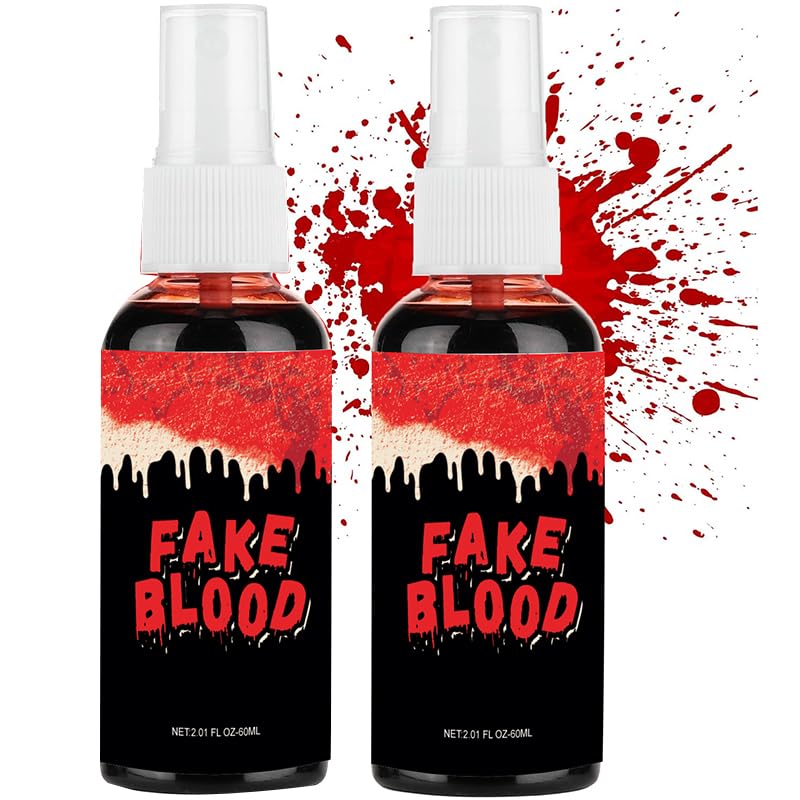 Halloween Fake Blood Makeup Kit, Realistic Washable Fake Blood Makeup for Zombie Vampire Monster Cosplay & Dress Up(2PCS)