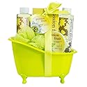 Home Spa Bath Basket Passion Fruit Fragrance Bath & Body Set For Women Contains Shower Gel, Bubble Bath, Body Lotion, Bath Salt in Green Tub Gift