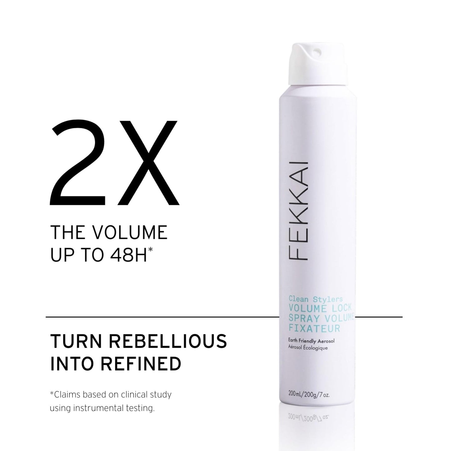FEKKAI Clean Stylers Volumizing Hairspray - 7 oz - Provides 72HR Humidity Resistance & 2X Volume - Free of Sulfates, Parabens, Phthalates - Vegan
