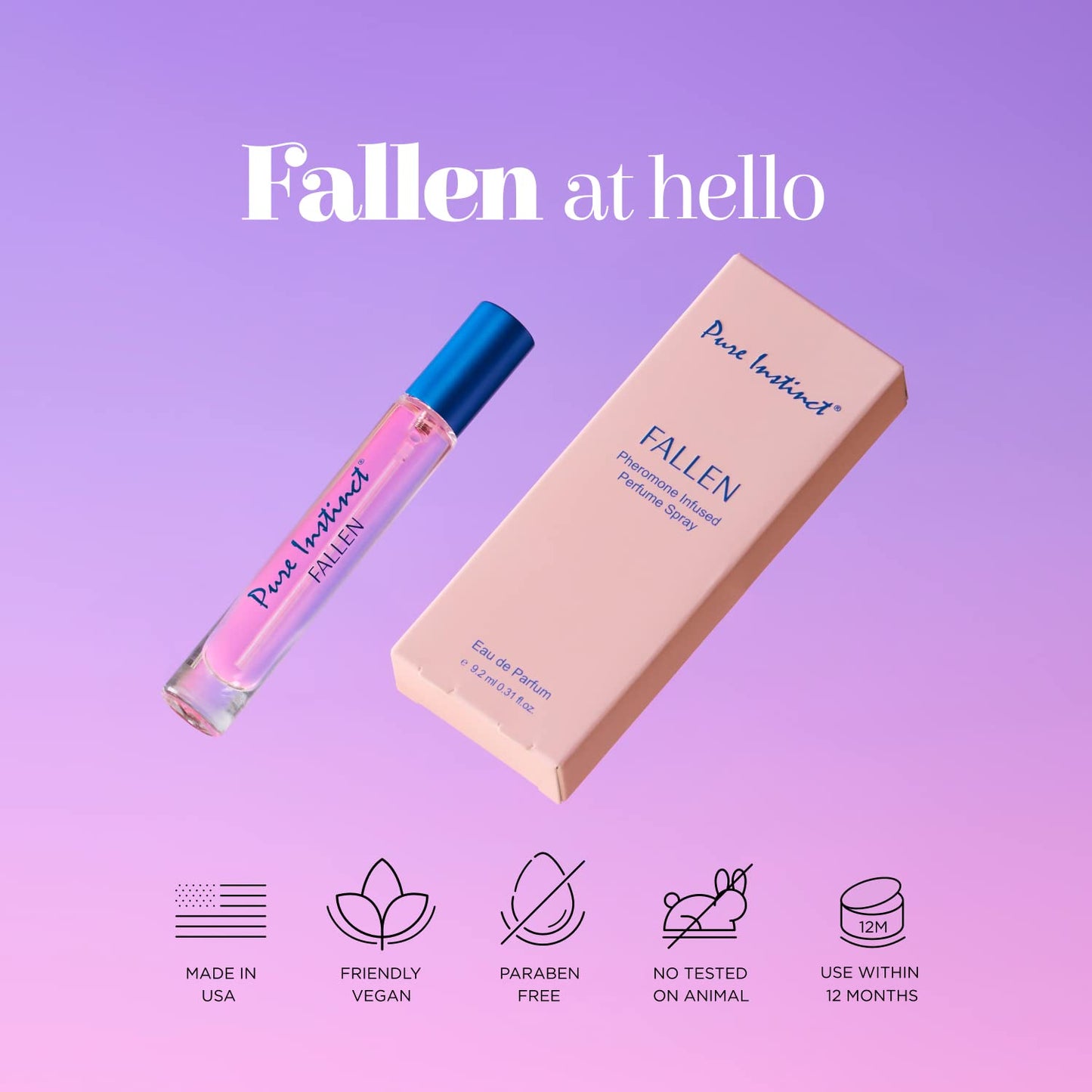 Pure Instinct FALLEN The Original Pheromone Infused Sprayer Perfume Cologne - For Her - Eau de Parfum EDP for Women - 0.31 Fl Oz