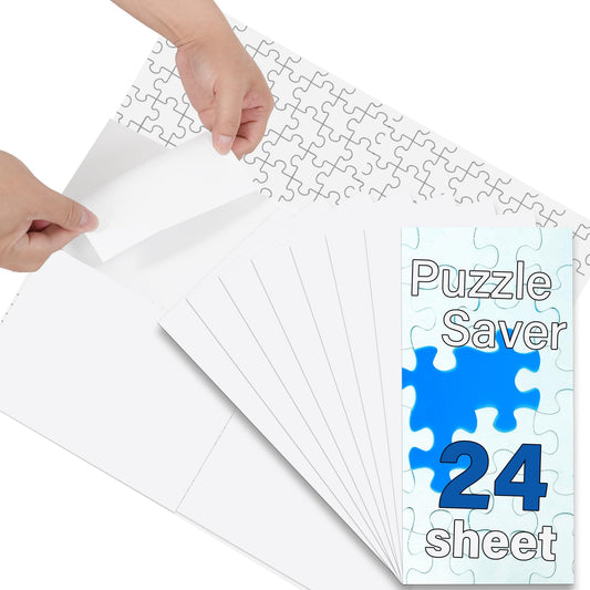 Puzzle Glue Sheets – 24 Pack Peel & Stick Saver Sheets for 1000 Piece Jigsaw Puzzles, No-Clean Puzzle Stickers, Gift for Puzzle Lovers