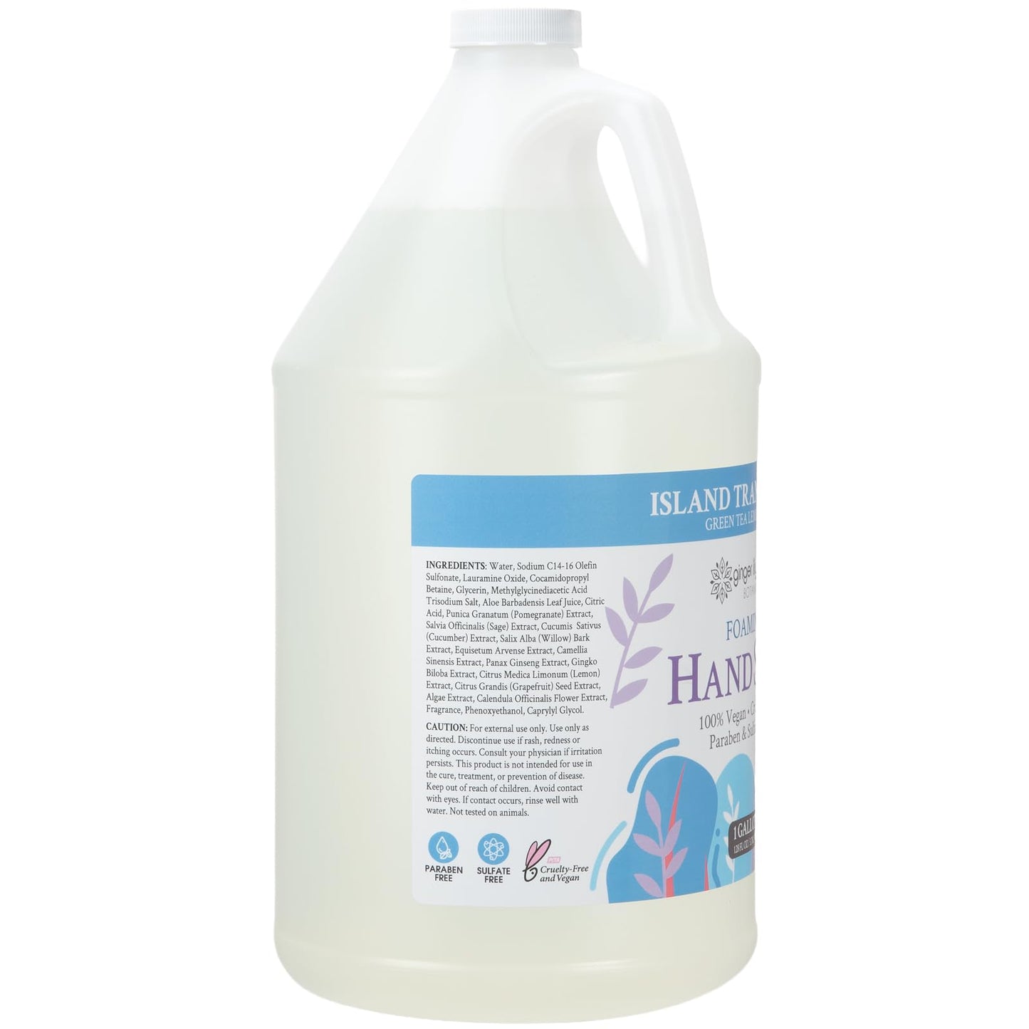 Ginger Lily Farms Botanicals All-Purpose Foaming Hand Soap Refill, Island Tranquility, 100% Vegan & Cruelty-Free, Green Tea Lemongrass Scent, 1 Gallon