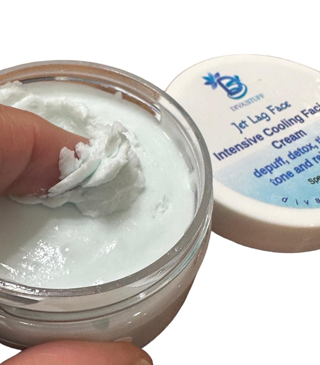 Diva Stuff Jet Lag Face Intensive Cooling Cream Clay Facial Mask, Depuff, Detox, Tighten, Tone and Rejuvenate, 2 oz