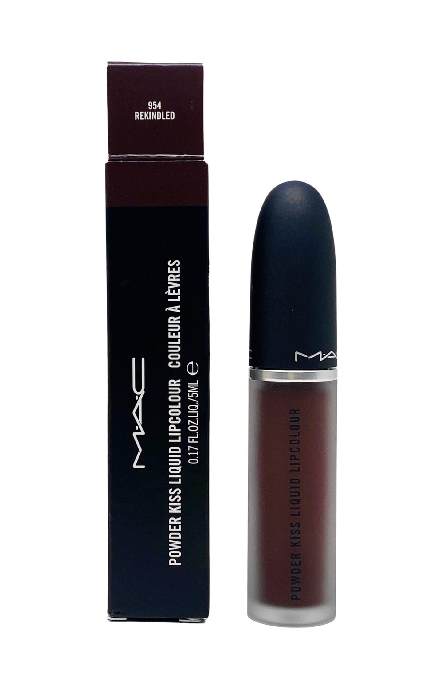 MAC Cosmetics Powder Kiss Liquid Lipcolour - 954 Rekindled (Deep cool brown) .17 oz / 5 ml