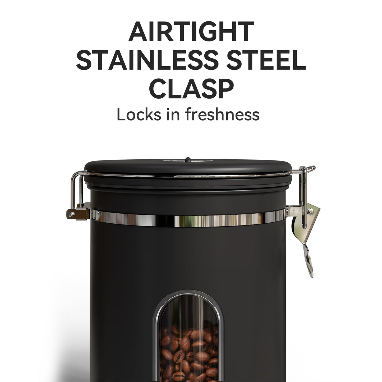 Veken Coffee Canister with Window,Airtight Stainless Steel Pantry Container,Home Kitchen Food Storage Organizers…