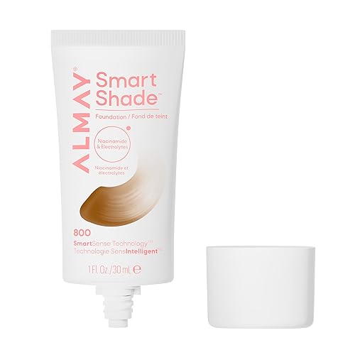 Almay Smart Shade™ Foundation, Oil-Free, Non-Comedogenic, Hypoallergenic, Vegan Face Makeup, 800 Deep, 1 fl oz
