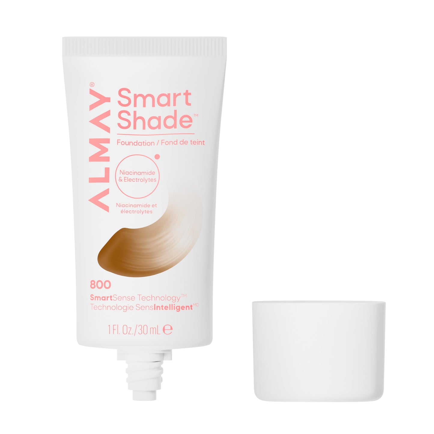 Almay Smart Shade™ Foundation, Oil-Free, Non-Comedogenic, Hypoallergenic, Vegan Face Makeup, 800 Deep, 1 fl oz