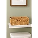 Handwoven Water Hyacinth Storage Basket with Handles, Rectangular Woven Organizer Bin for Shelves, Closet, or Living Room - Natural Seagrass Look…