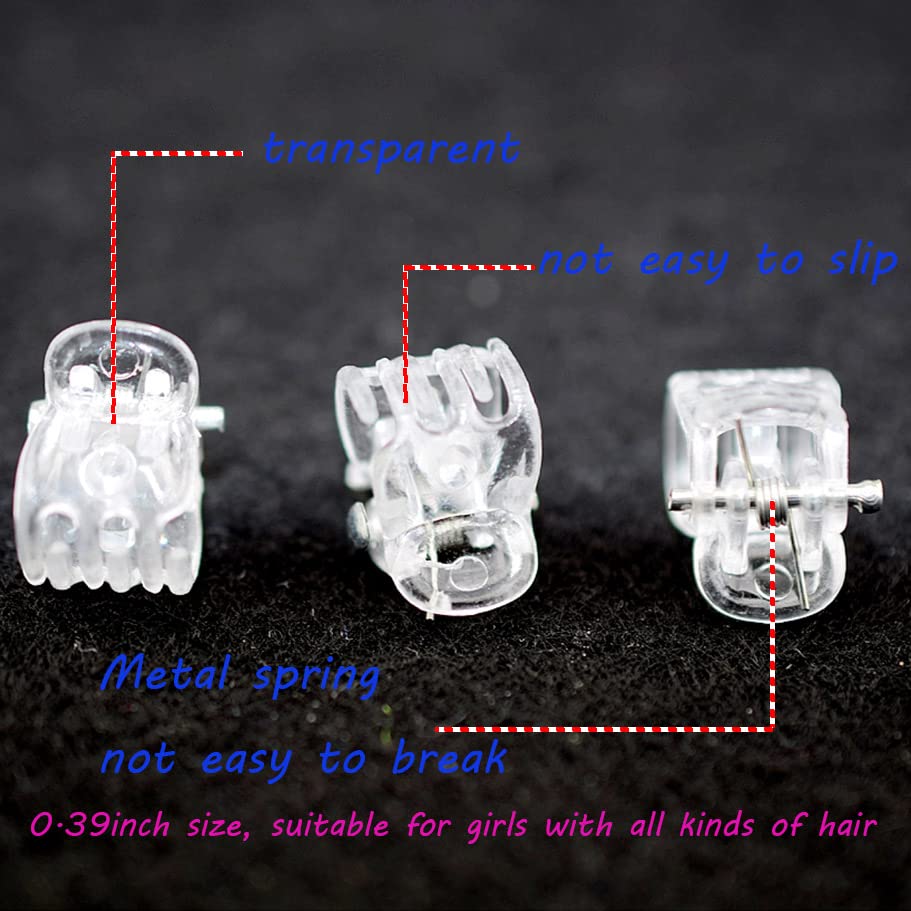 100pc/pack 1cm Hair Claws Clip for Women Girls Plastic Mini Hairpin Hair Clip Clamp Hair Accessories Gifts (100pcs clear)