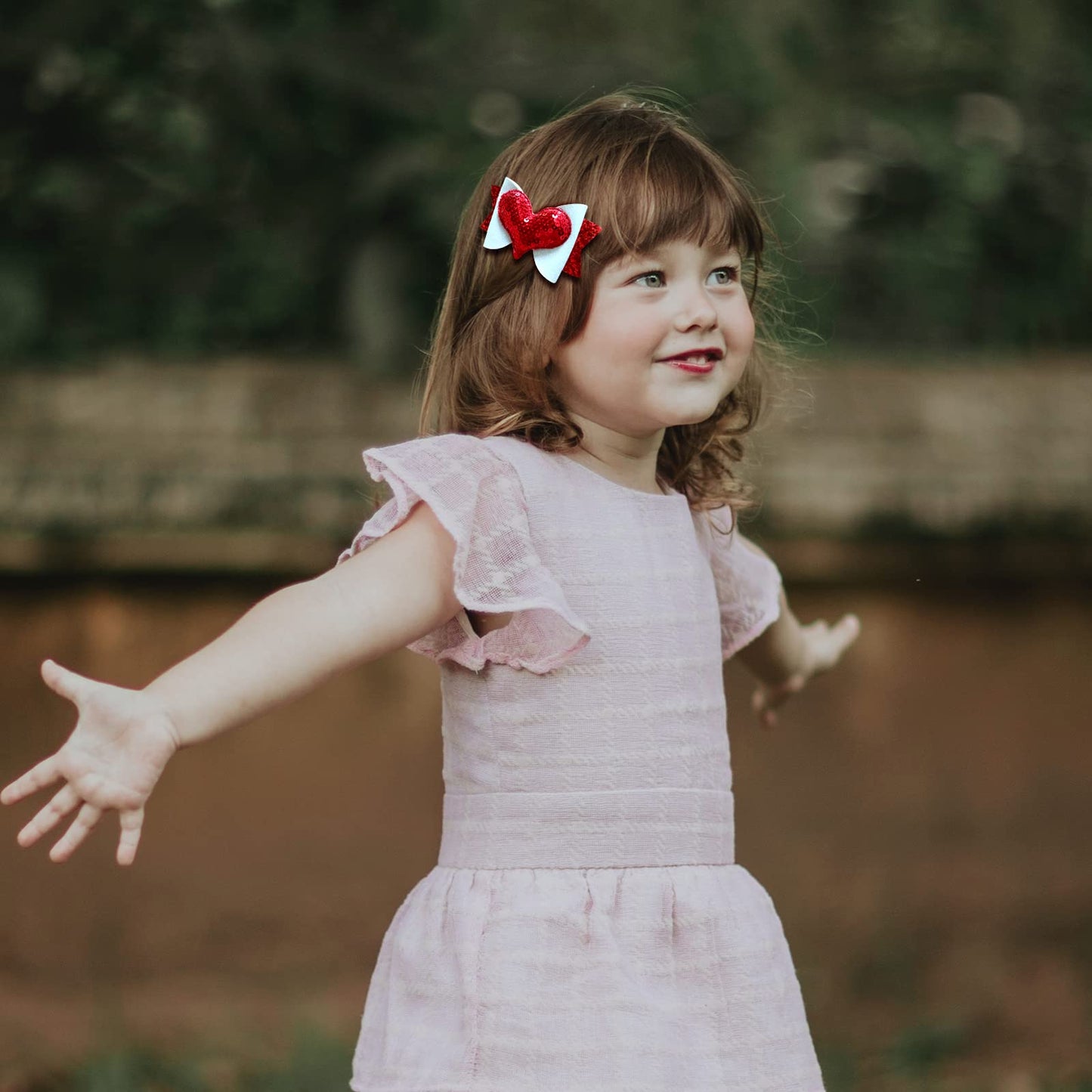 Valentines Glitter Hair Clips Love Heart Sequins Bows Hair Pins Kids Girls Party Hair Accessories for Valentine's Day Birthday Holiday Hair