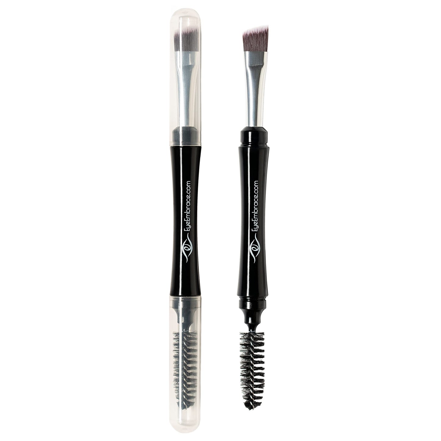 Eye Embrace Pro Grip Angled Eyebrow Brush and Spoolie Premium Quality Brow Makeup Brush