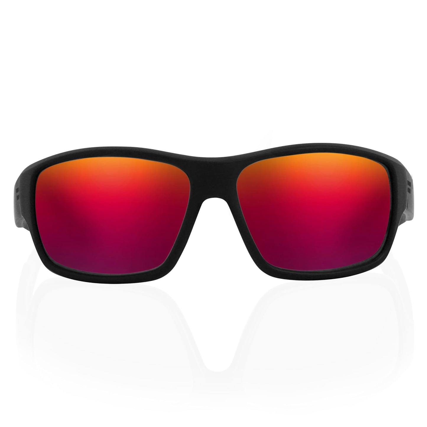 TOROE Eyewear FIELD Wrap Around Sport Sunglasses With Polycarbonate Polarized Lenses, Lightweight TR90 Frame (Matte Black | White Emblem, Fuze Lens)