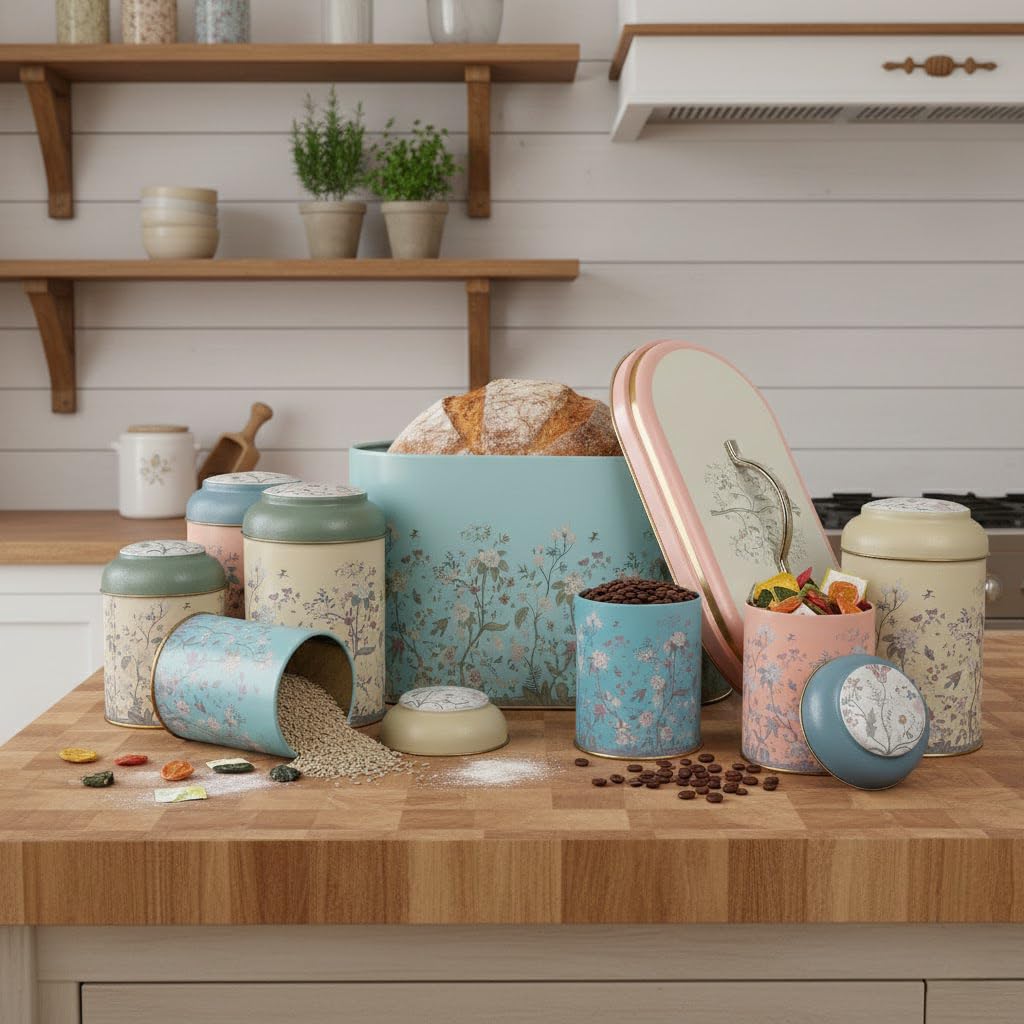 MARIA ROMA 7 Pieces Bread Box for Kitchen Countertop and Canisters ...