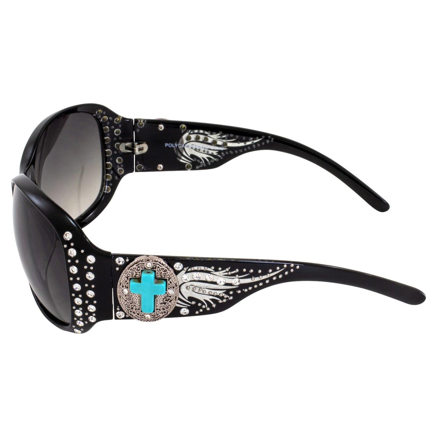 Rodeo Queen Ruth Women’s Fashion Sunglasses Black Frame w/Bling Rhinestones & Smoke Gradient Lens