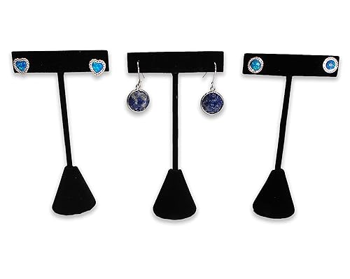N'ice Packaging - 3 Qty Black Velvet 4.75" High Free-Standing Earring T-Stand Display, T Shape Holder for Tradeshow, Home Business, Promotion, or…