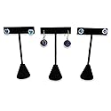 N'ice Packaging - 3 Qty Black Velvet 4.75" High Free-Standing Earring T-Stand Display, T Shape Holder for Tradeshow, Home Business, Promotion, or…