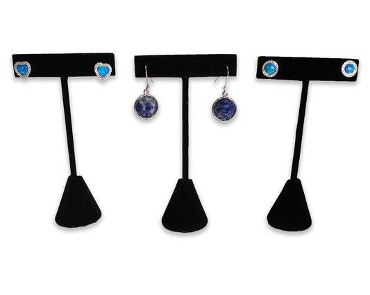 N'ice Packaging - 3 Qty Black Velvet 4.75" High Free-Standing Earring T-Stand Display, T Shape Holder for Tradeshow, Home Business, Promotion, or…