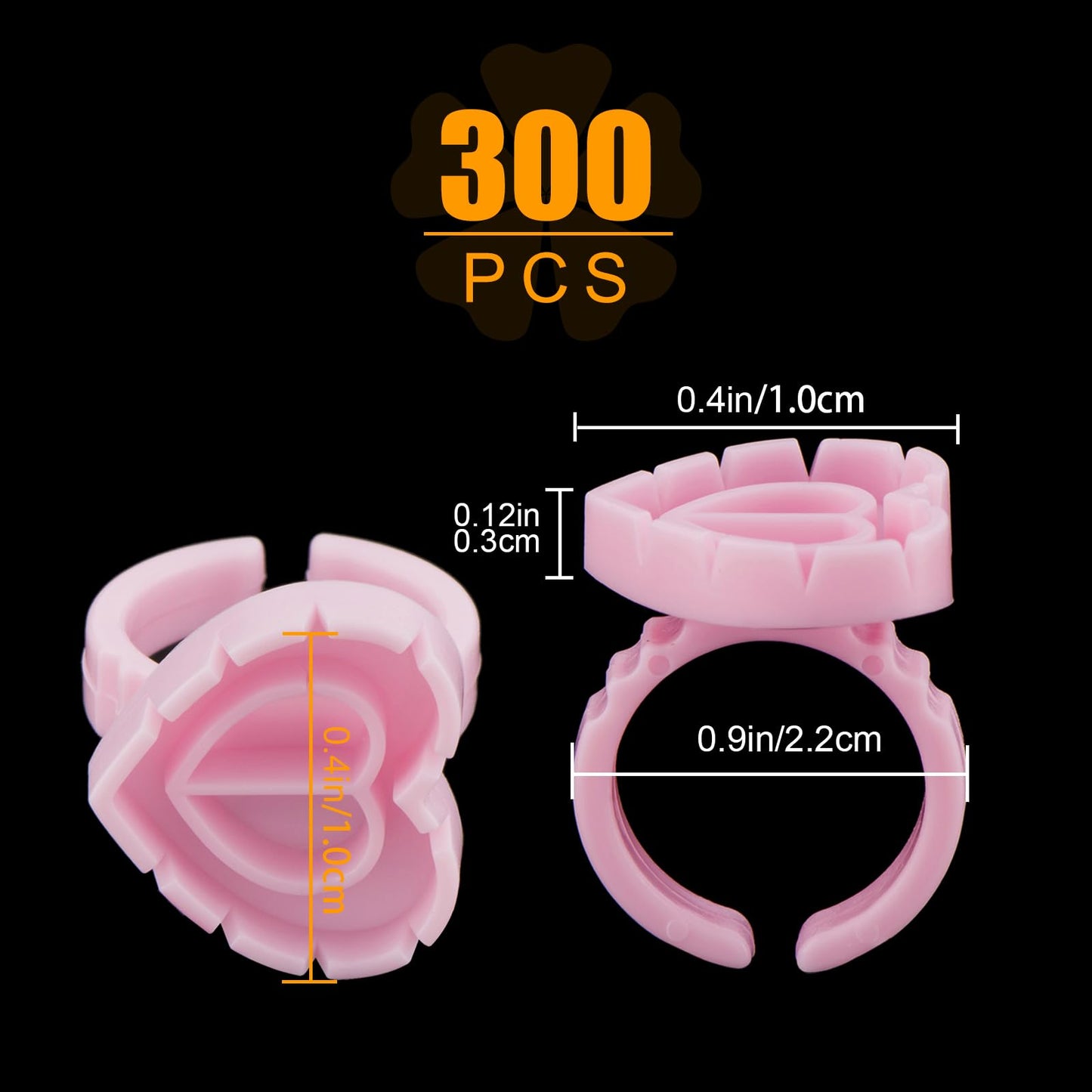 POCMKO 300PCS Heart Shape Eyelash Extension Rings, Lash Glue Cup for Volume Lashes Fan, Eyelash Extension Lash Rings