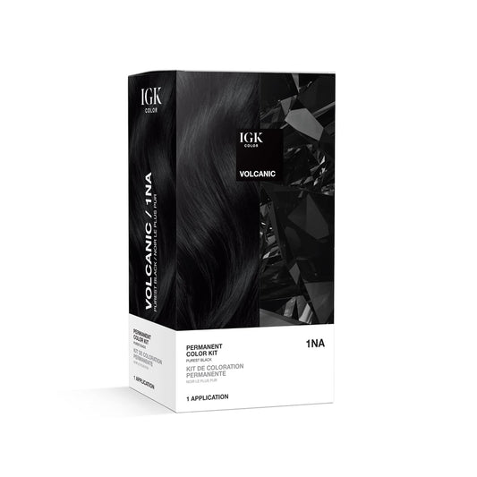 IGK Permanent Hair Dye Color Kit | 1NA Volcanic - Purest Black | 100% Gray Color Coverage + Strengthen + Shine | Ammonia Free Beauty & Personal Care IGK