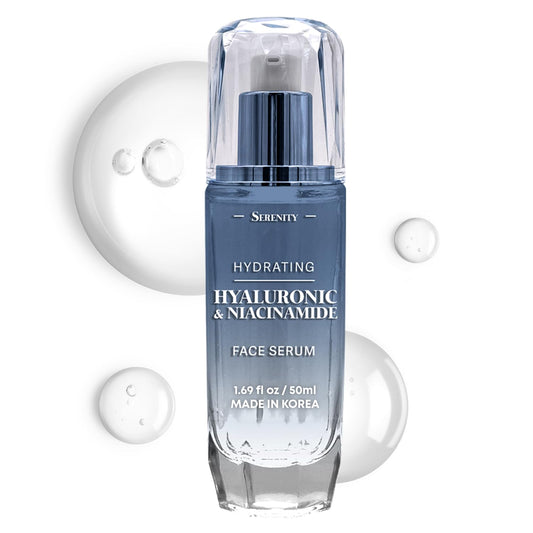 Serenity Dew Hyaluronic Acid & Niacinamide Face Serum - Dermatologist Tested Anti-Aging Korean Skin Care - Ultra Hydrating, Cools, Soothes & Improves