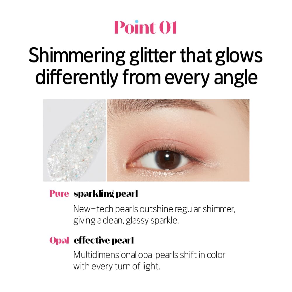 ETUDE Tear Drop Eyeliner, Crystal & Opal Glitter, Smudge-Proof Sparkle, Long-Lasting Formula, All Skin Tone Friendly, Korean Makeup, Beauty, Pure…