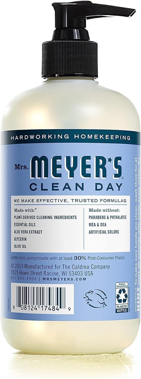 Mrs. Meyers Clean Day Liquid Hand Soap Hard 12.5 Oz Bluebell Scent Pump Dispenser