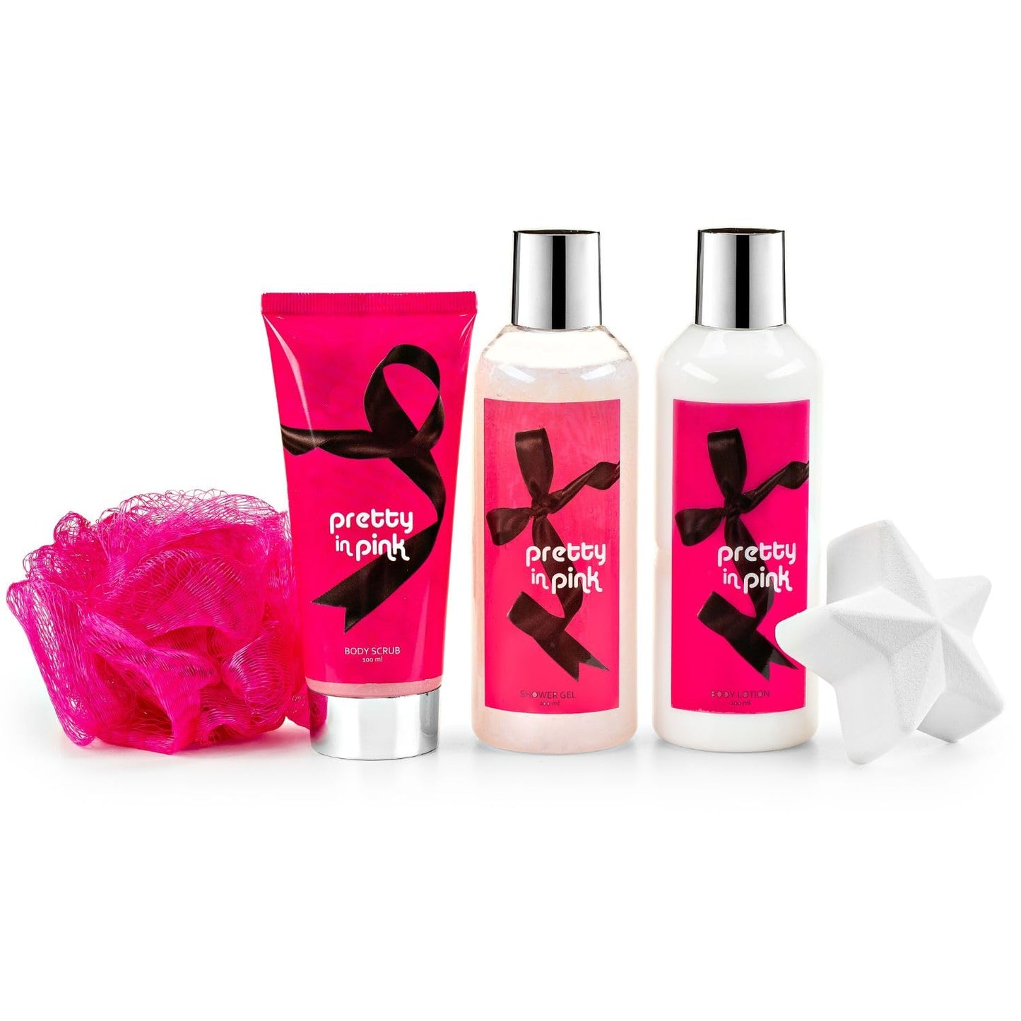 Fragrance Bath & Body Collection Gift Box, Includes Shower Gel, Body Lotion, Body Scrub, Bath Bomb & Sponge (Pretty in Pink) - Mother's Day Gift Beauty and Personal Care Freida and Joe