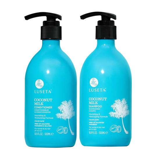 Luseta Coconut Oil Shampoo and Conditioner Set - with Argan, Avocado & Almond Oil - Moisturizing, Frizz Control & Split End Repair Sulfate Free, Color