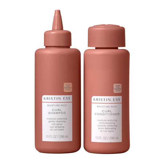 Kristin Ess Hair Curl Shea Butter Shampoo and Conditioner Set for Curly Hair Bounce + Shine - Anti Frizz Moisture + Deep - Clean + Vegan Product
