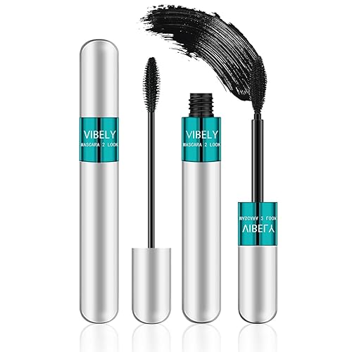 2 in 1 Mascara 5x Longer Waterproof Lash Cosmetics Natural Lengthening and Thickening Effect No Clumping Superstrong Magic 4d Silk Fiber for Vibely